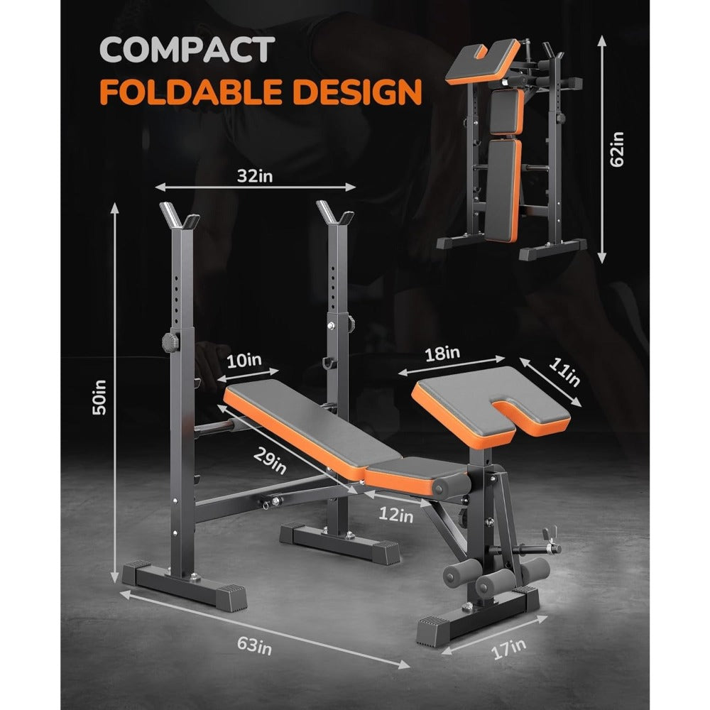 Gimnasio en casa plegable 6 en 1 con peso para banco | Entrenamiento multifuncional para banco con soporte para sentadillas, curl de piernas y abdominales | Set de fitness todo en uno, sin batería detail image - detail view 3