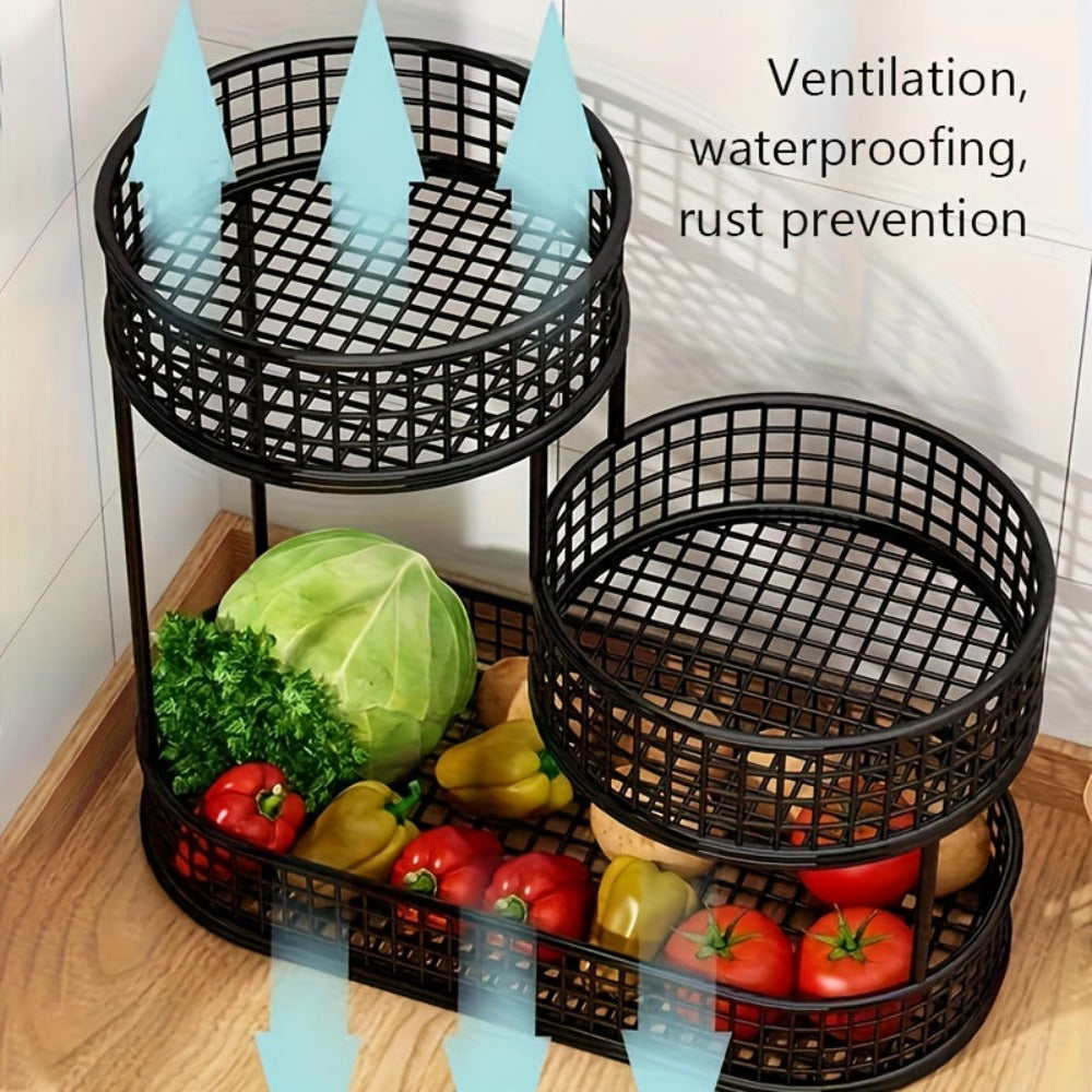 Gran Cesta de Frutas Elegante de Metal de Múltiples Niveles, Ideal para Mesa de Café en la Sala - Bandeja de Aperitivos de Lujo y Estante de Exhibición, Plato de Servir de Múltiples Capas, Centro de Mesa de Metal para Fiestas, Postres y Fru