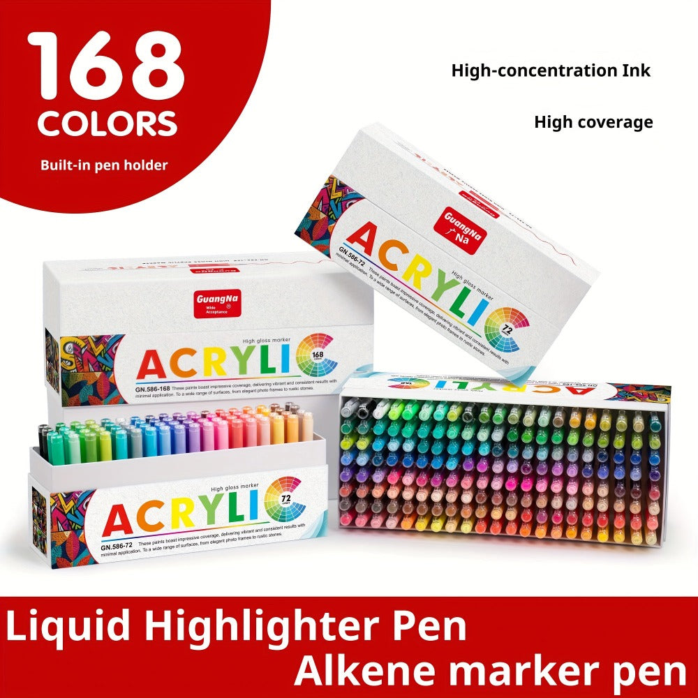 GUANGNA Juego de Bolígrafos de Gel, Punta de 1 mm, Marcadores de Arte de Nueva Generación 72 piezas/Set o 168 piezas/Set, Alta Capacidad, Caja de Regalo con Diseño Elegante, Bolígrafos de Patrón Colorido de Punta Media 1.0 mm para Escritura