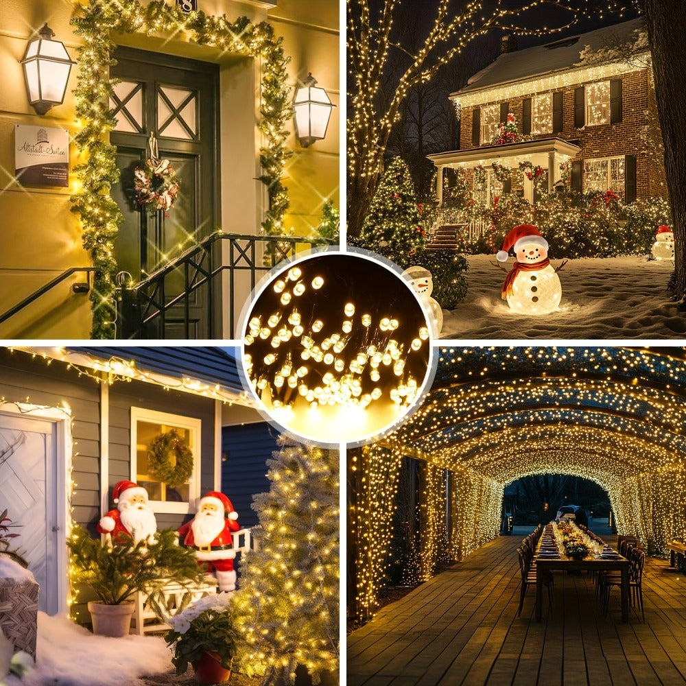 Guirnaldas de luces de hadas para exteriores de 60+3M, 600 LED, luces de hadas blancas cálidas con 8 modos, control remoto, temporizador y función de memoria, adecuadas para exteriores e interiores, bodas, fiestas detail image - detail view