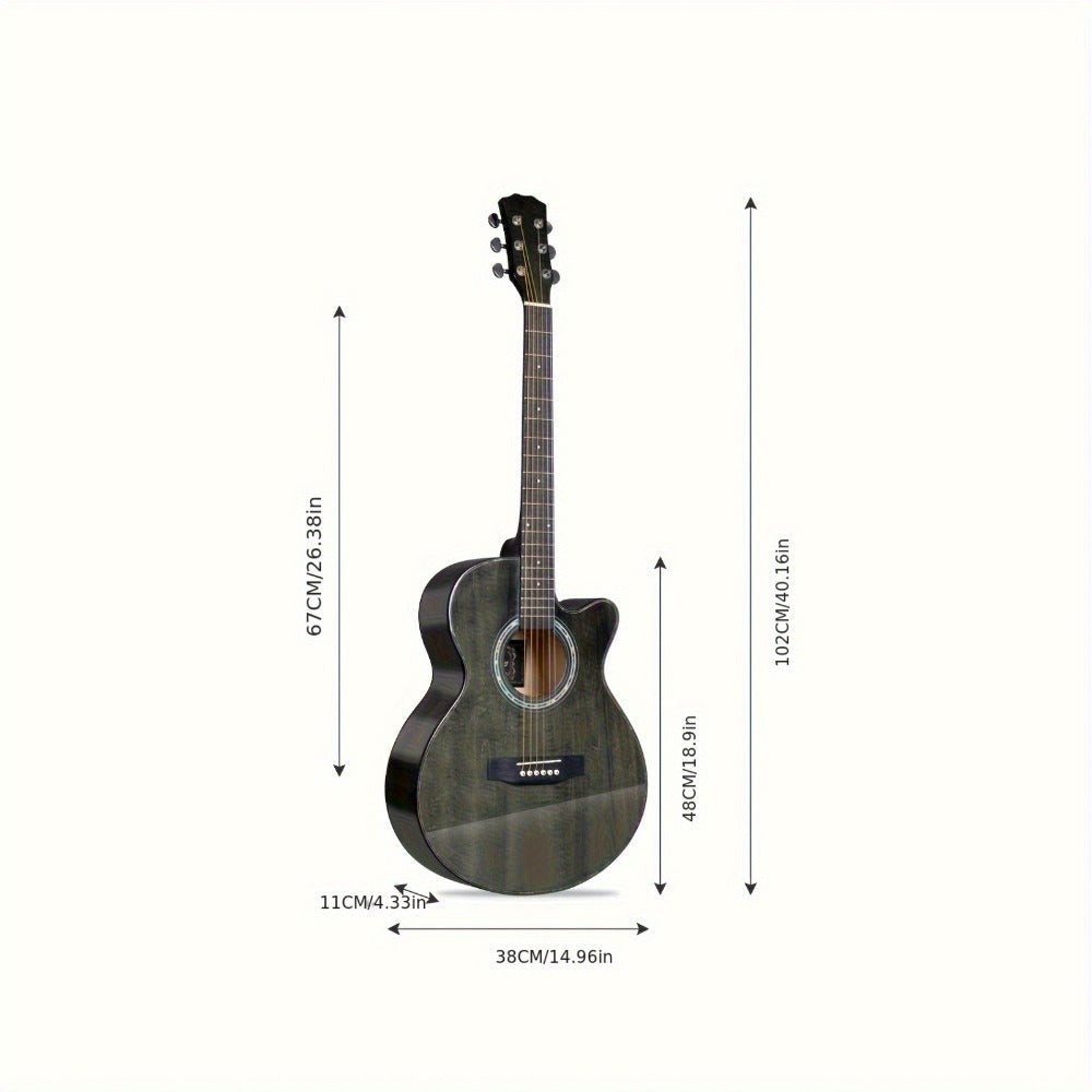 Guitarra Folk Brillante de 40 Pulgadas, Ideal para Novatos, Adultos Principiantes, una Herramienta de Práctica y una Guitarra Acústica Fácil de Usar para Estudiantes detail image