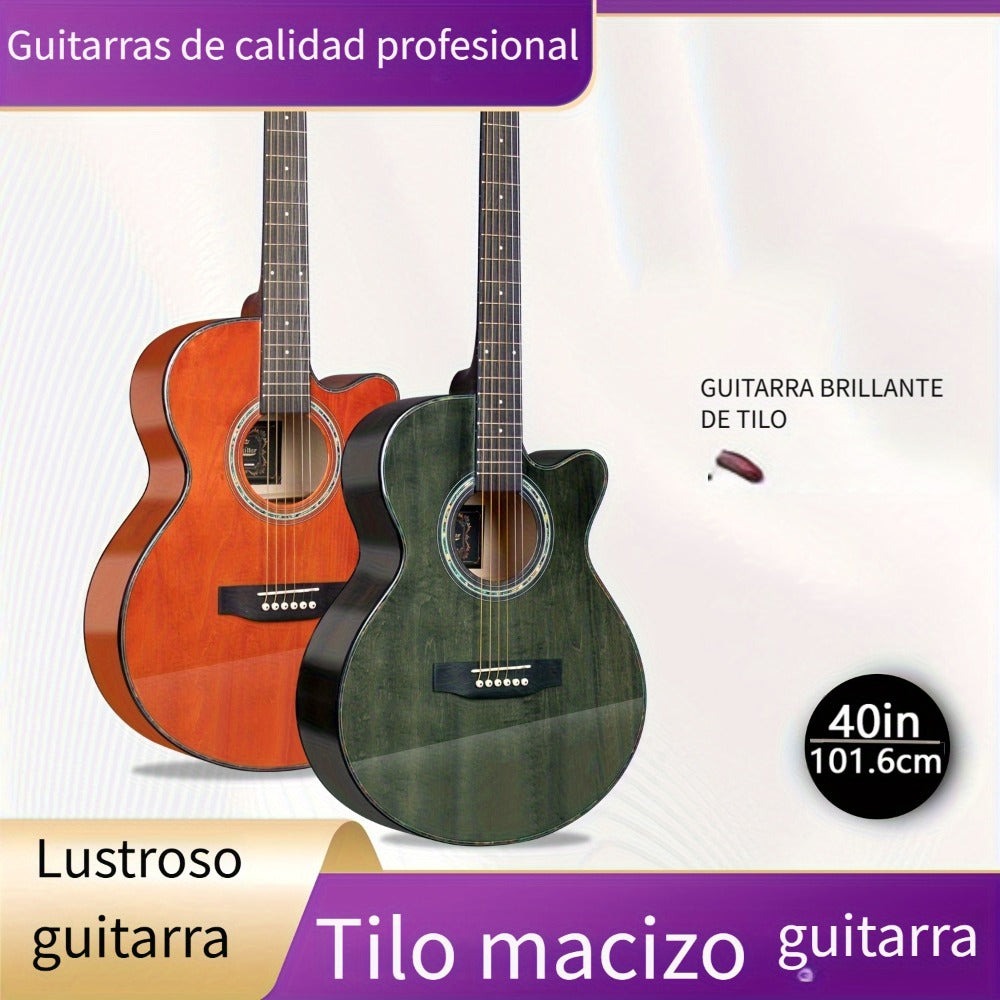 Guitarra Folk Brillante de 40 Pulgadas, Ideal para Novatos, Adultos Principiantes, una Herramienta de Práctica y una Guitarra Acústica Fácil de Usar para Estudiantes product image
