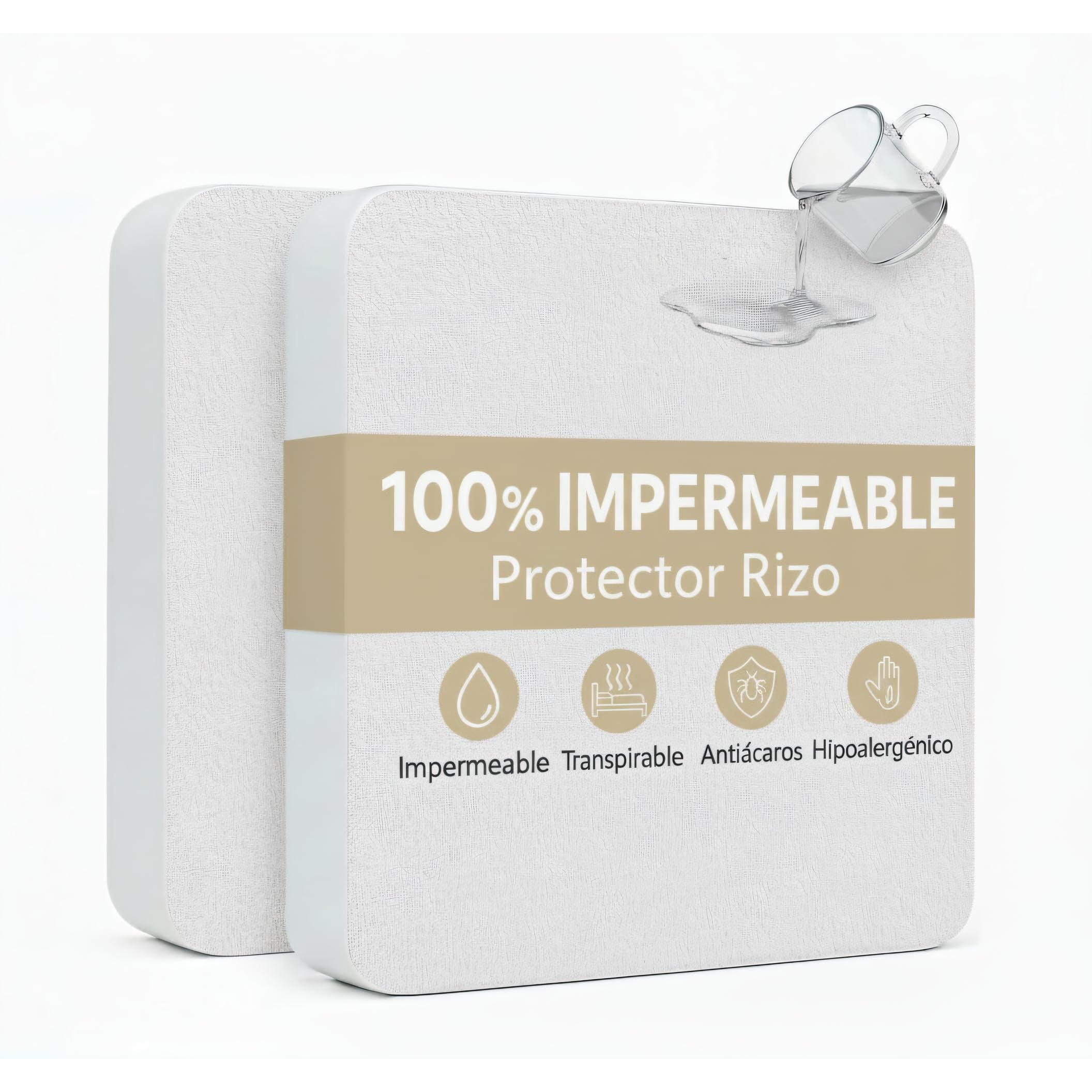 H HANSEL HOME Protector de Colchón de Rizo con Capa Impermeable de TPU, Funda colchon Cubrecolchón, Impermeable Confortable Ajustable Transpirable Blanco, Adaptable para Cama 90/135/150/180cm variant image - product view 16