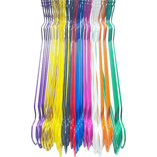 HOME PRO - 100 Perchas Metálicas de 40cm Coloridas para Ahorrar Espacio - Hogar y Lavandería - Perchas Antideslizantes y Resistentes, Diseño Ultrafino para Ahorrar Espacio, Colores Brillantes Surtidos, Antideslizantes y Robustas detail imag