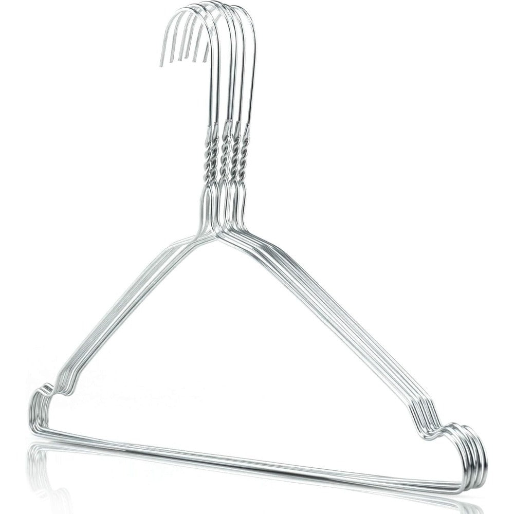 HOME PRO - Juego de 100 perchas de metal cromado ahorradoras de espacio - 40Cm con correas ranuradas y barra para pantalones - Ganchos anti-deslizantes para ropa y armario detail image - detail view 4