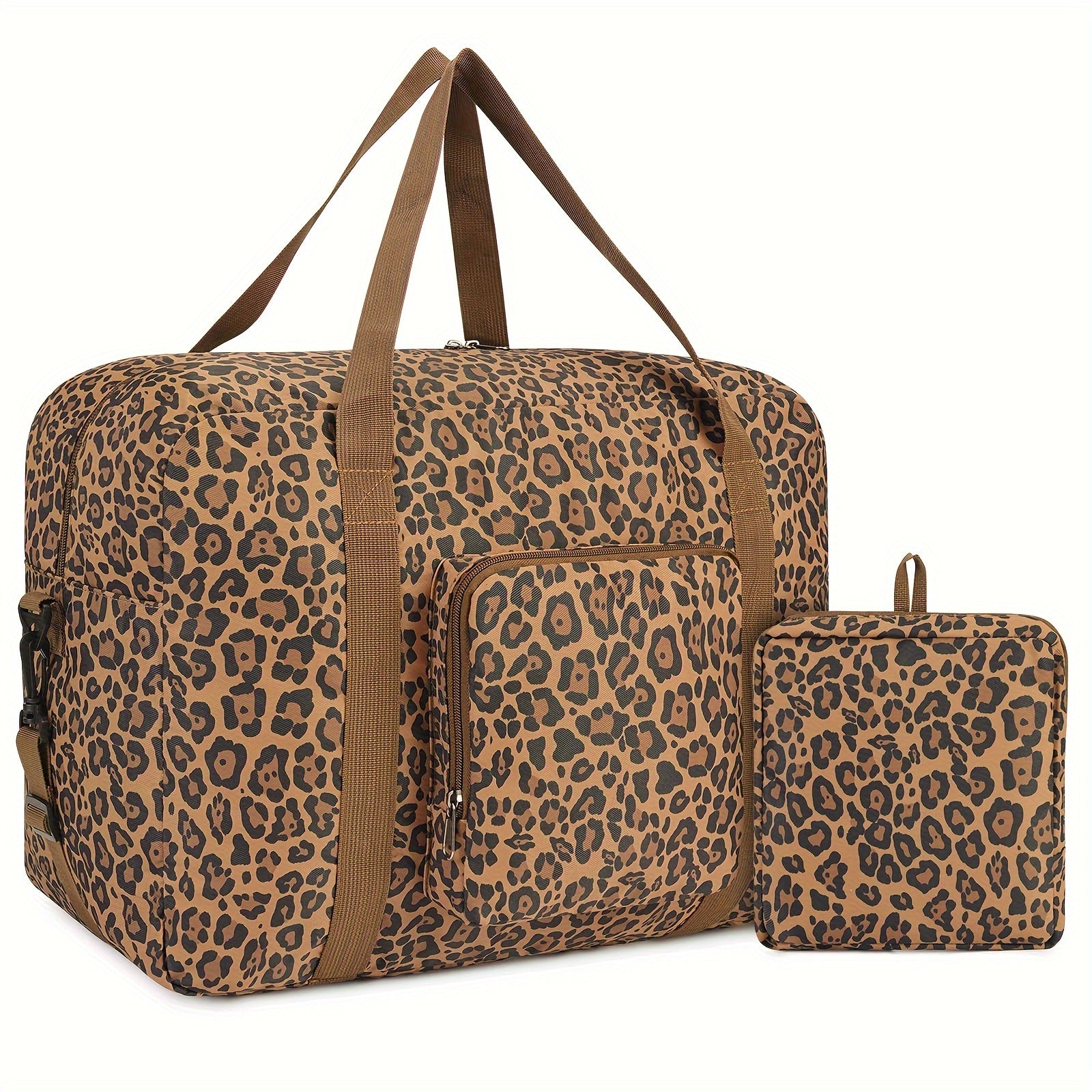 Imprescindible para viajes 2025: Bolso Duffel plegable aprobado por aerolíneas (18X14X8) con diseño de leopardo, equipaje de mano Tsa para hombres y mujeres, perfecto para escapadas de fin de semana variant image