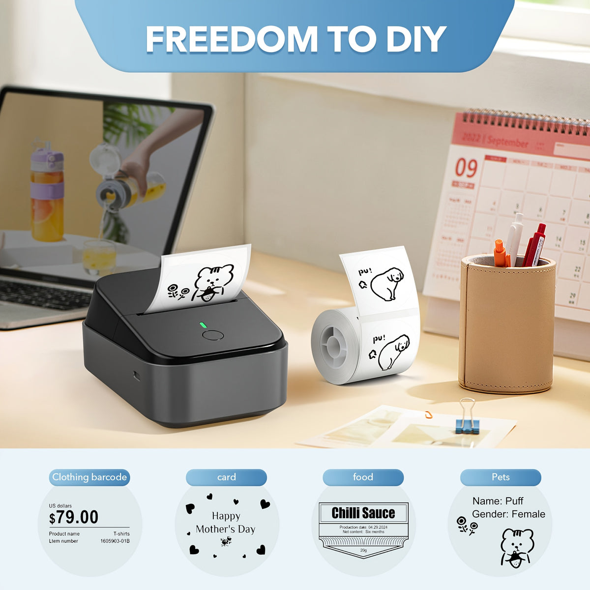 Impresora de etiquetas Oficina, 2 mm, PM260A Portátil para Pequeñas Empresas