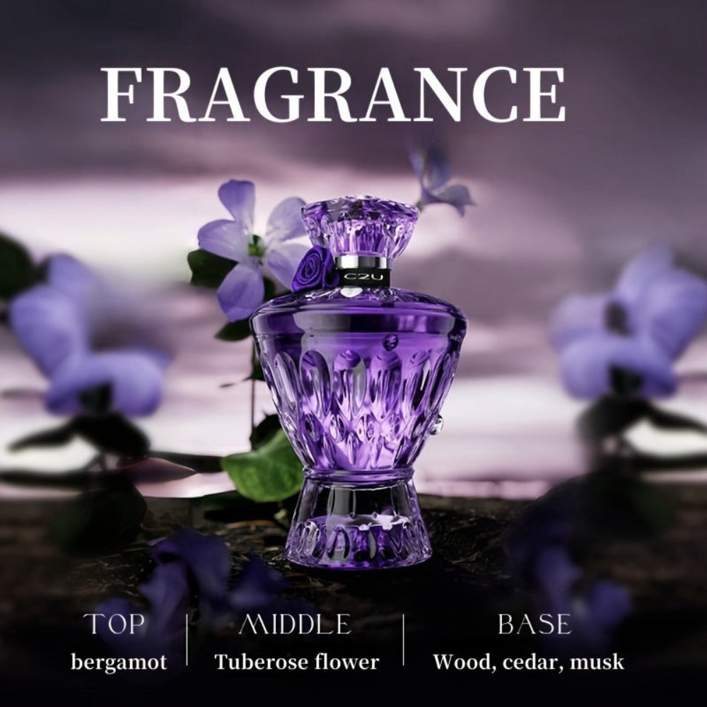 Indúlgate en el lujoso aroma del perfume Amethyst Lady, inspirado en joyas, presentado en una botella de vidrio púrpura - Con un aroma de esmeralda creada, 75ml/2.55oz, aroma floral fresco de larga duración, el regalo perfecto para las fies