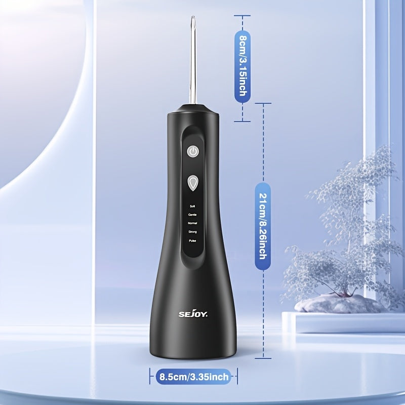 Irrigador Bucal Sejoy C12BLA Profesional con 5 Modos, 9 Boquillas, Tanque de 350ML, 30 Días de Batería para Limpieza Dental, Brackets y Cuidado de las Encías detail image - detail view 4