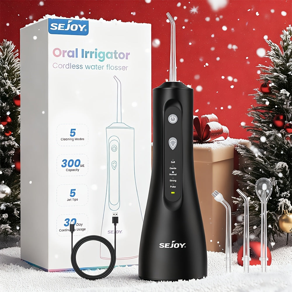 Irrigador Bucal Sejoy C12BLA Profesional con 5 Modos, 9 Boquillas, Tanque de 350ML, 30 Días de Batería para Limpieza Dental, Brackets y Cuidado de las Encías variant image