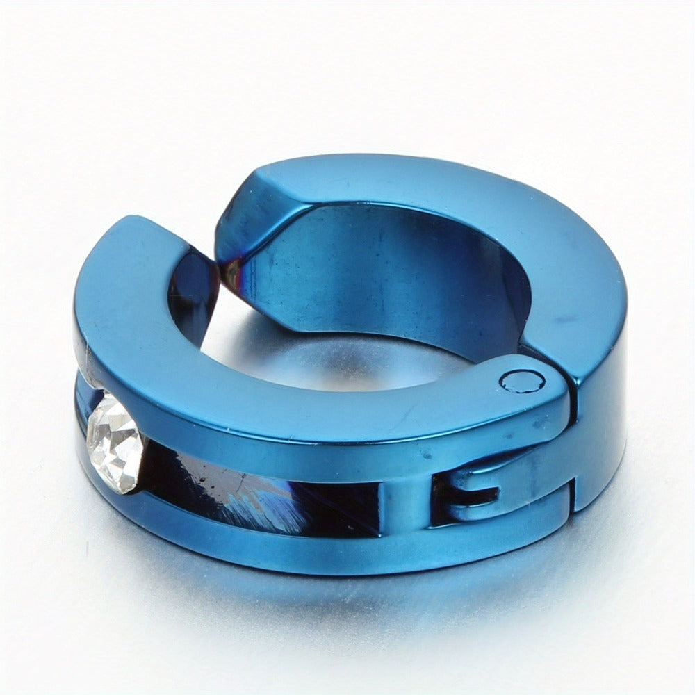 JewelryWe 2 piezas de aretes huggie de aro con bisagra y clip de acero inoxidable sin perforación (colores disponibles) detail image - detail view 4