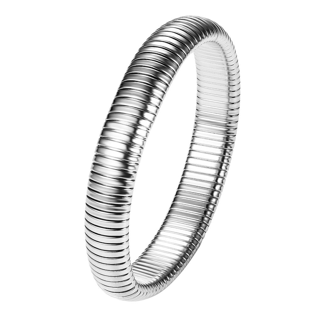 Jewelrywe Pulsera de Serpiente Flexible para Mujer: Brazalete Elástico de Acero Inoxidable de 10 mm de Ancho, Puntero de Serpiente Elástico para Mujer Y variant image