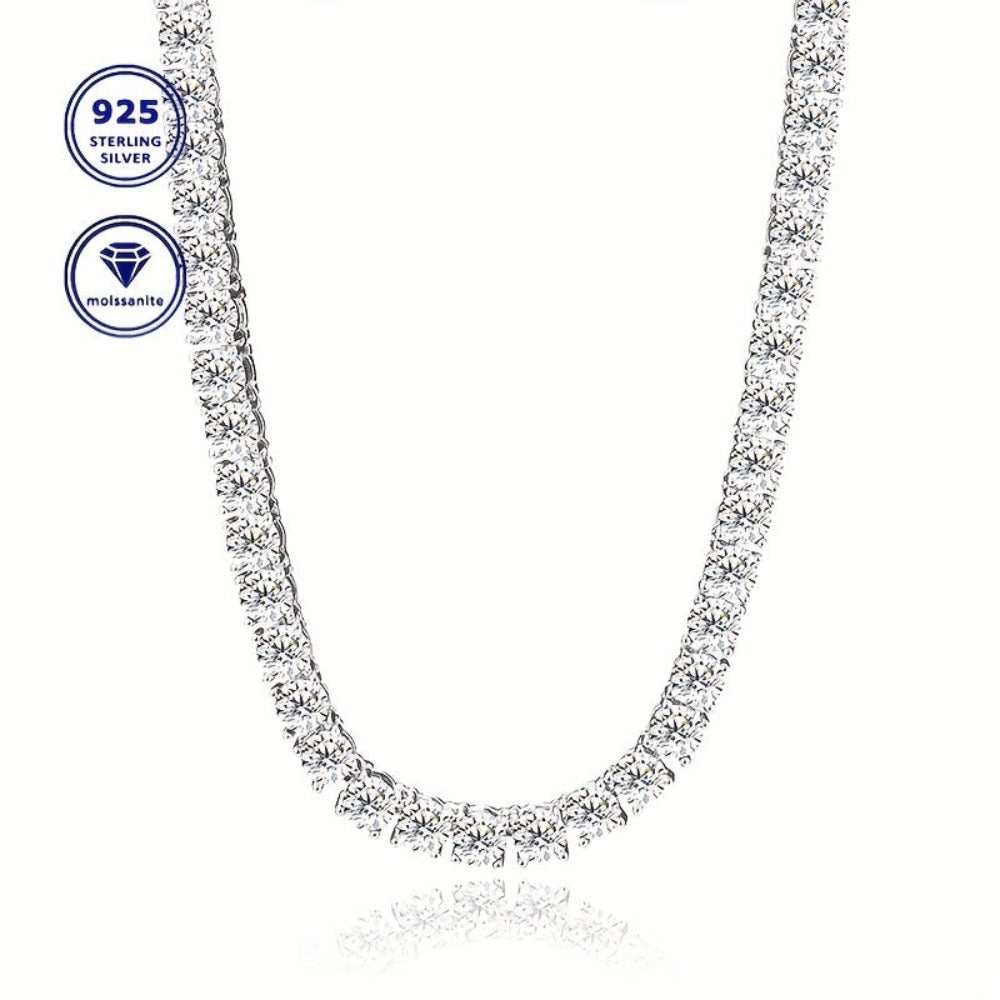 Joyería de plata 925 para mujer, cadena de tenis con pedrería completa, collar de moissanita de 0.3 quilates, lujo ligero y brillante, accesorios de diseño de nicho de alta gama, el mejor regalo para Navidad, San Valentín, cumpleaños o cita