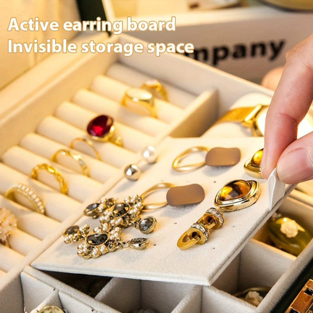 Joyero vintage de gran capacidad de piel sintética de PU con cajones - Múltiples niveles con forro suave, apto para collares, pendientes, anillos, escritorio para dormitorio, regalo de boda, San Valentín, Navidad, Día de la Madre, cajas de 