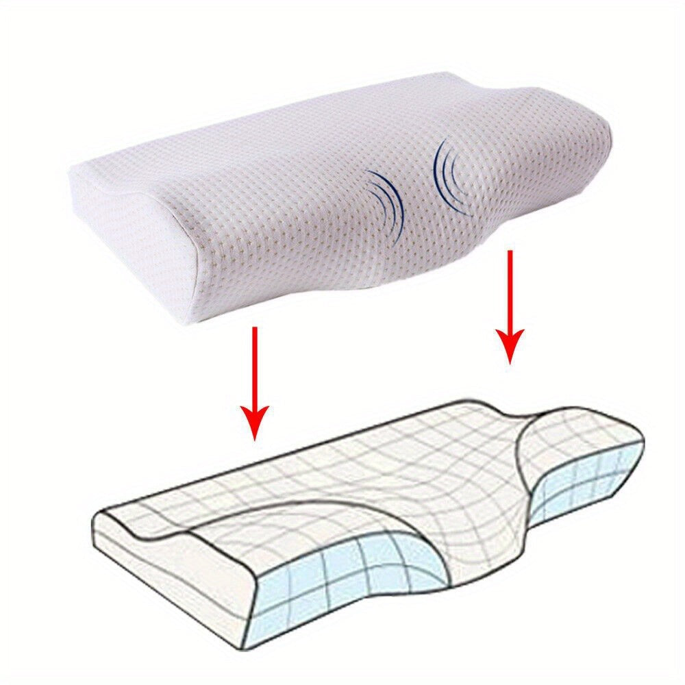 Juego de 1 almohada ortopédica para cuello de algodón lavable con funda blanca detail image - detail view 5
