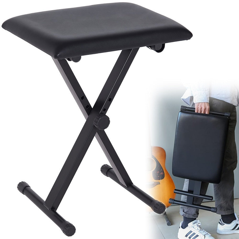 Juego de 1 taburete de hierro para piano electrónico, plegable, de altura ajustable, en forma de X, para una persona, silla para guitarra, taburete plegable de altura ajustable en forma de X para piano detail image