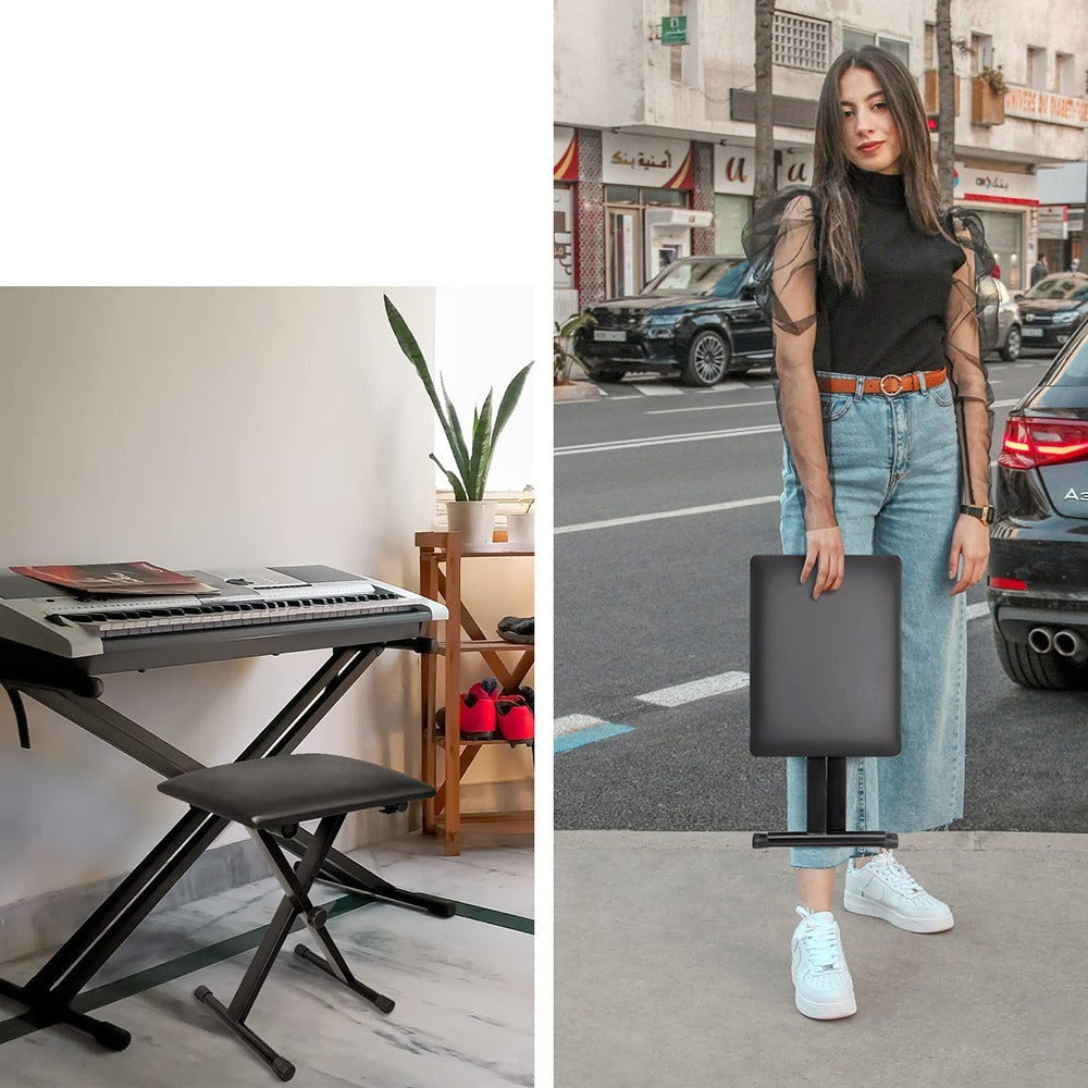 Juego de 1 taburete de hierro para piano electrónico, plegable, de altura ajustable, en forma de X, para una persona, silla para guitarra, taburete plegable de altura ajustable en forma de X para piano detail image - detail view 5