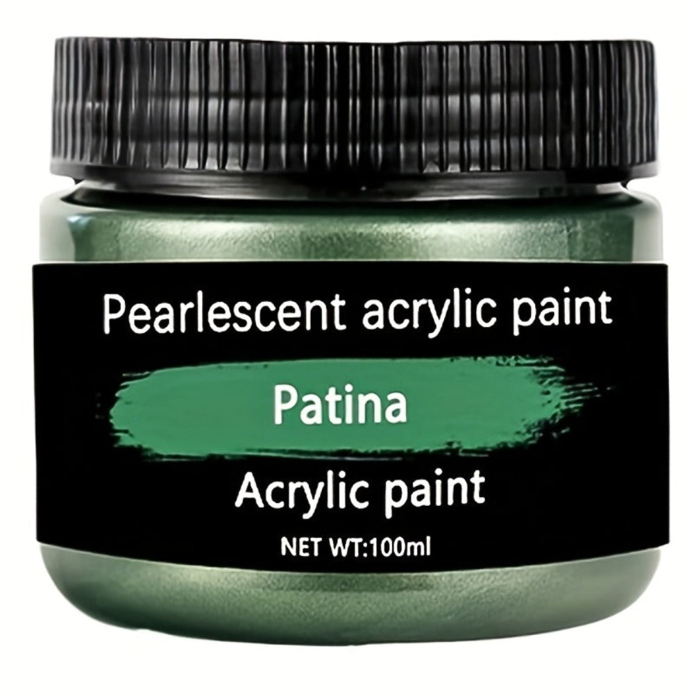 Juego de 12 colores de pintura acrílica, cada uno en botellas de 3.38oz/100ml, con colores brillantes adecuados para que artistas pinten sobre rocas, madera y cerámica. También incluye pintura metálica dorada de 100ml, adecuada para tinta d
