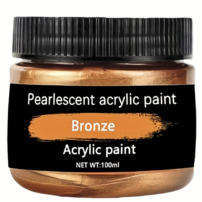 Juego de 12 colores de pintura acrílica, cada uno en botellas de 3.38oz/100ml, con colores brillantes adecuados para que artistas pinten sobre rocas, madera y cerámica. También incluye pintura metálica dorada de 100ml, adecuada para tinta d