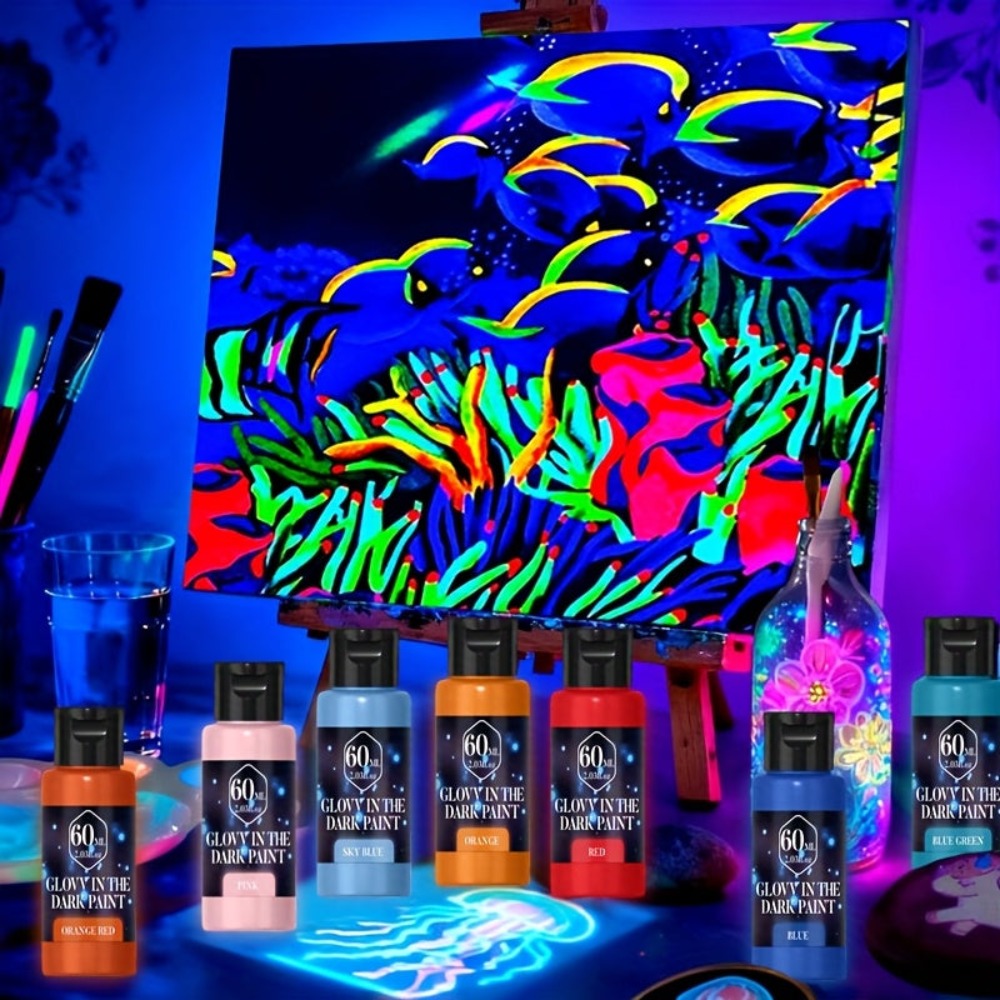 Juego de 12 Piezas de Pintura Acrílica Luminosa, 0.67/1.01/2.03 oz, Colores Brillantes y Luminosos, Pintura Profesional, Colores Ricos, Uniforme y Suave, Adecuada para Diversos Escenarios de Pintura, Suministros para Arte en Cerámica, Regal