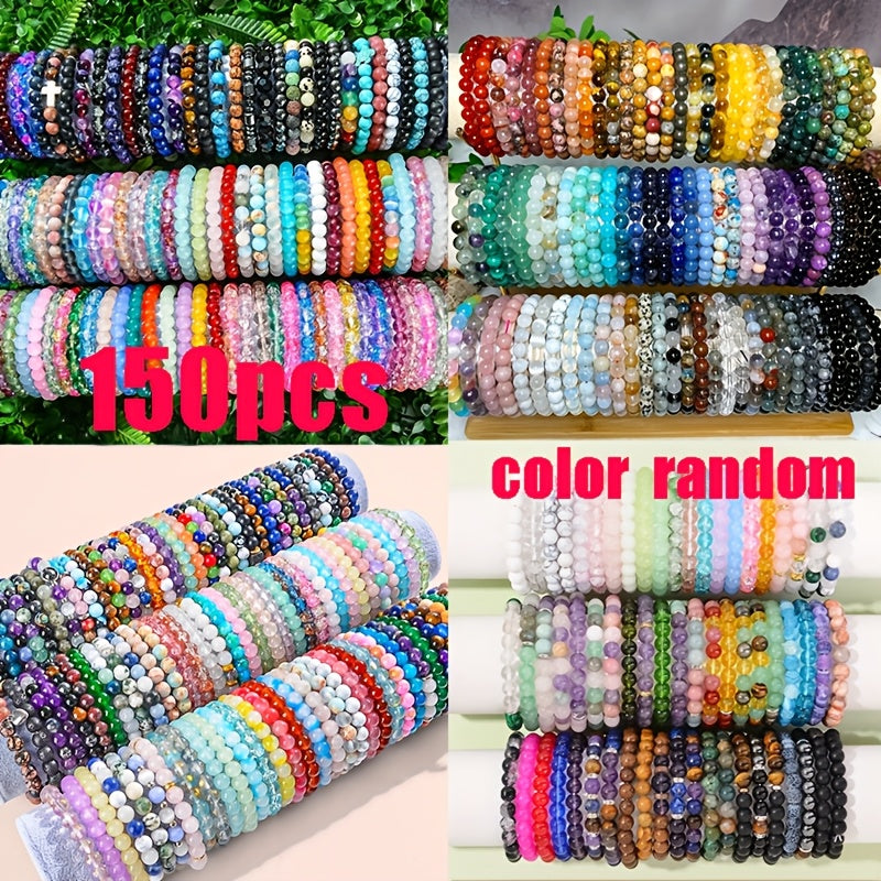 Juego de 150 pulseras elásticas elegantes con cuentas de cristal, surtidas - Colores suaves y dijes de flores multicolores, pulsera ajustable, para el Día de San Valentín, fiesta de cumpleaños, genial variant image