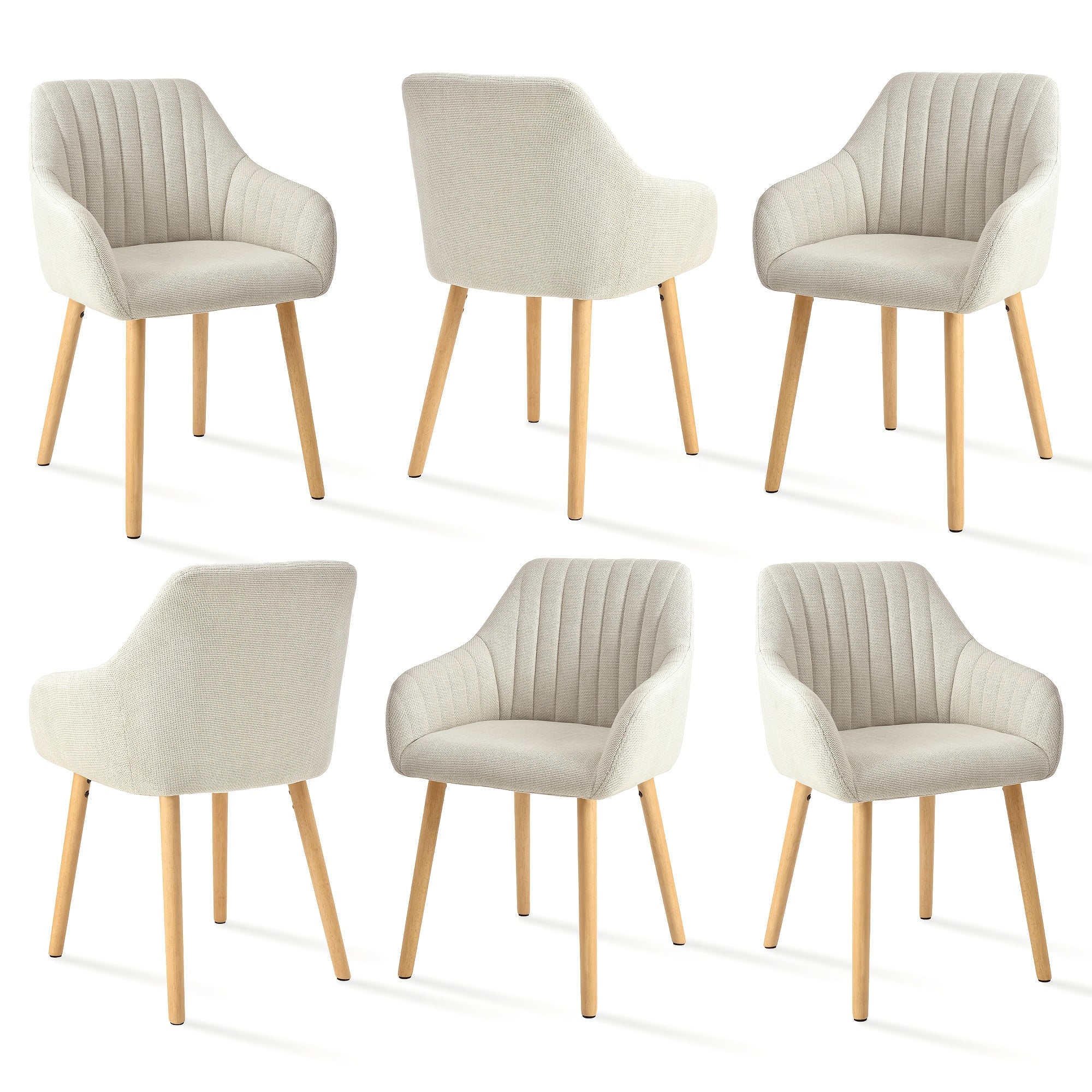 Juego de 2/4/6 sillas de comedor minimalistas con cómodo respaldo, reposabrazos y patas de madera variant image - product view 25