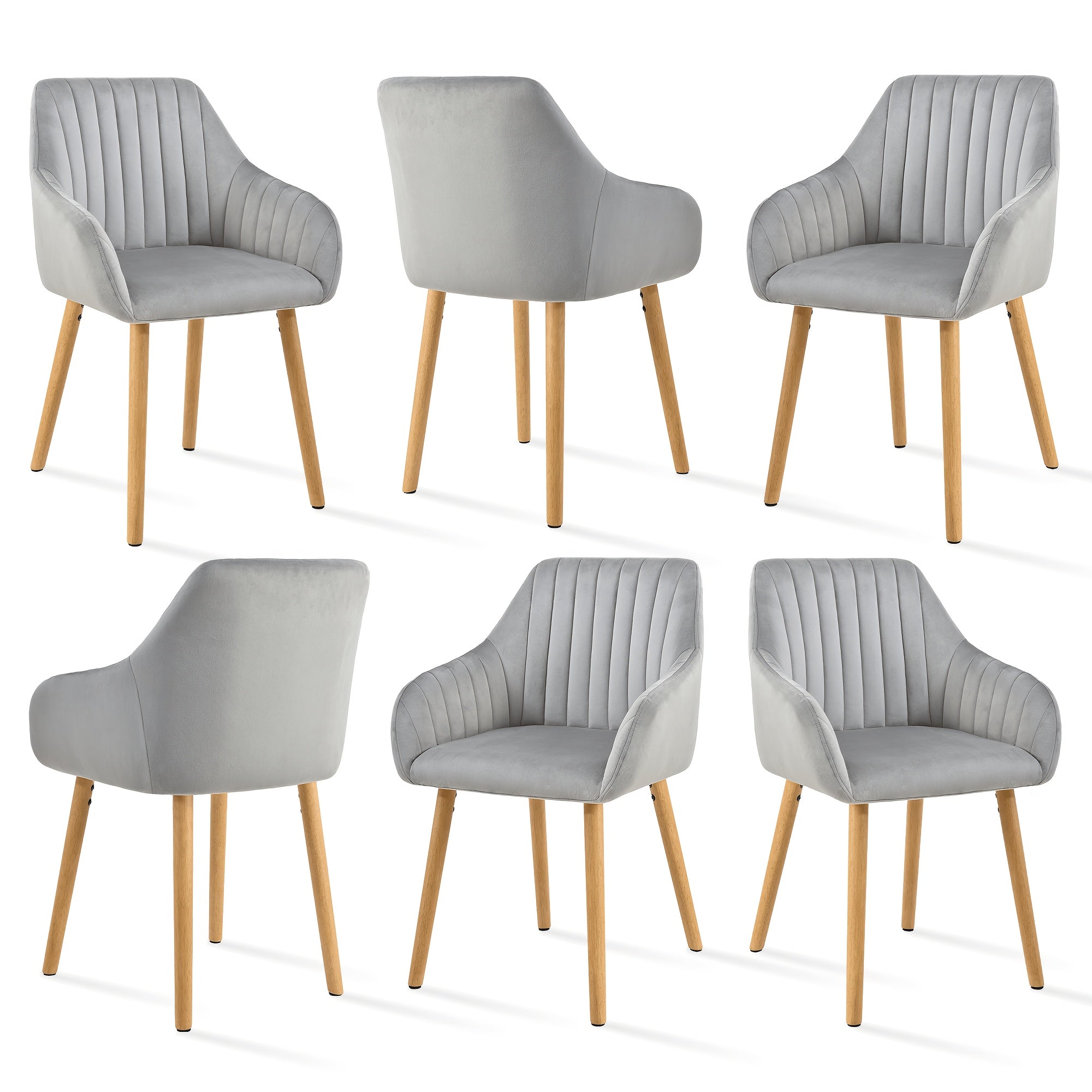 Juego de 2/4/6 sillas de comedor minimalistas con cómodo respaldo, reposabrazos y patas de madera variant image - product view 30