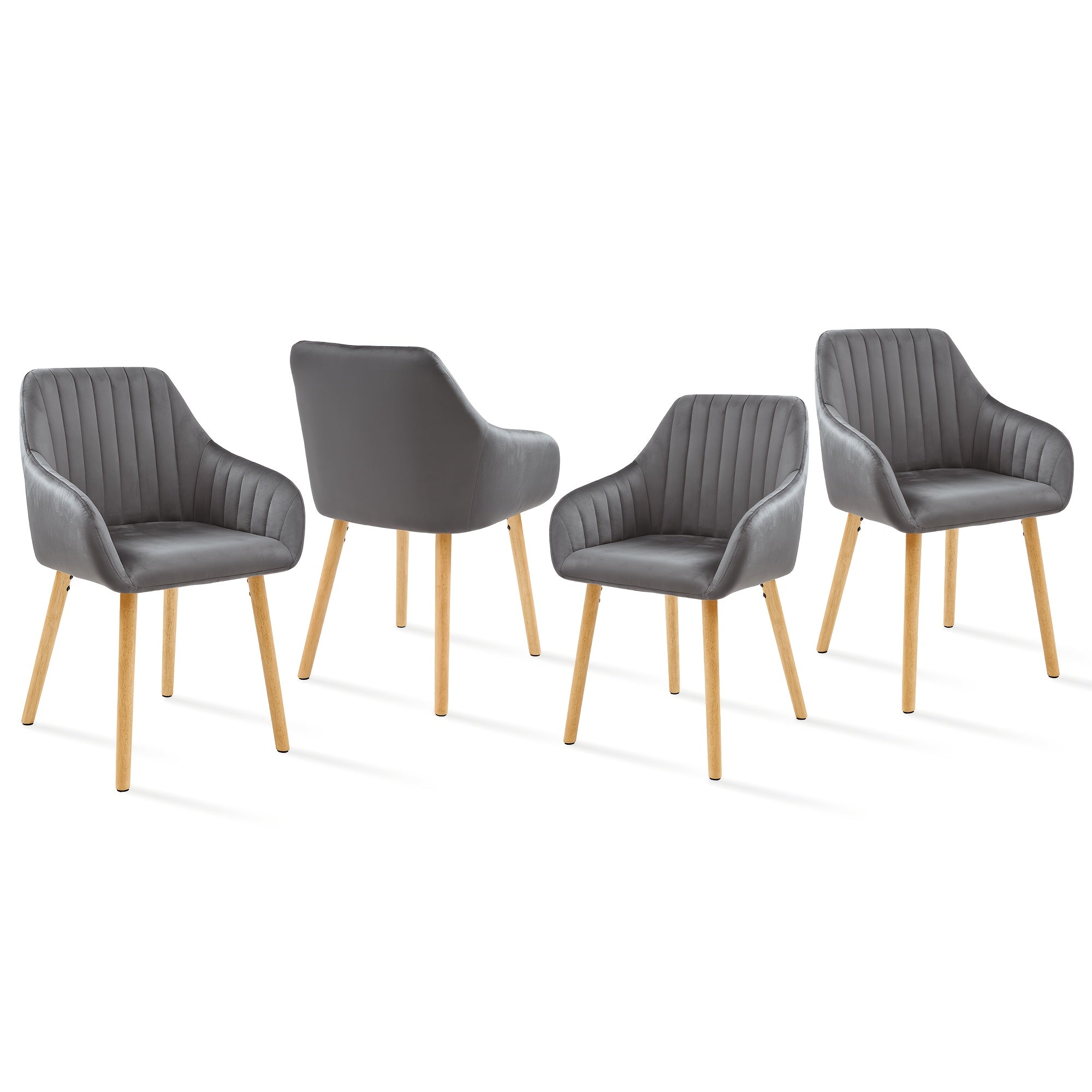 Juego de 2/4/6 sillas de comedor minimalistas con cómodo respaldo, reposabrazos y patas de madera variant image - product view 32