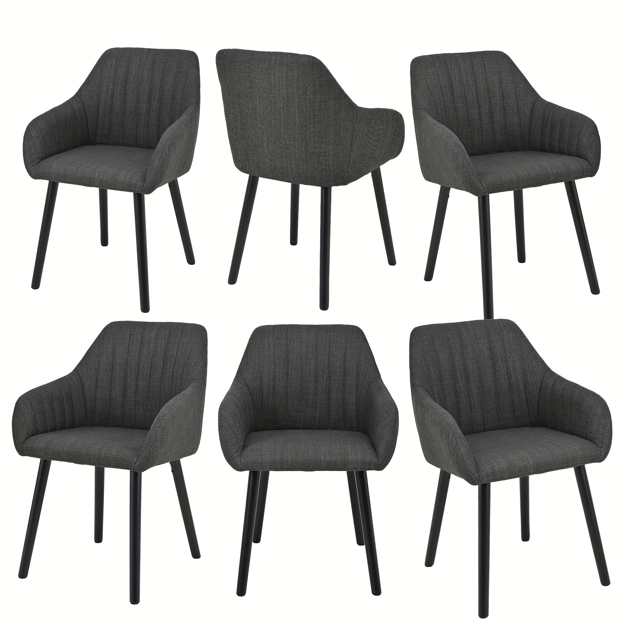 Juego de 2/4/6 sillas de comedor minimalistas con cómodo respaldo, reposabrazos y patas de madera variant image - product view 40