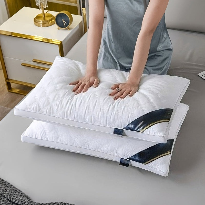 Juego de 2 almohadas de cama de calidad hotelera – Almohadas de apoyo suaves y respetuosas con la piel con alta resiliencia, comodidad transpirable para quienes duermen de lado, boca arriba y boca abajo, almohadas de cama para toda estación