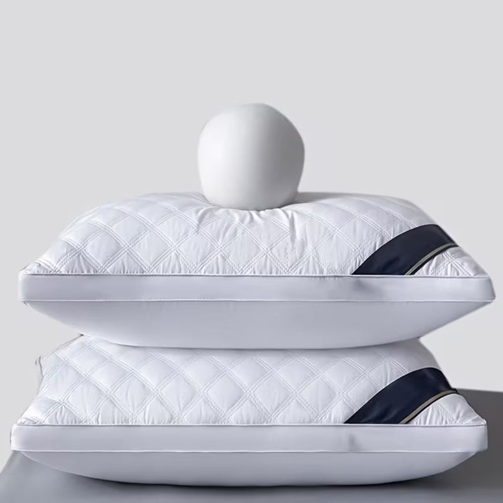 Juego de 2 almohadas de hotel de lujo - Proporciona soporte profundo para el cuello para un sueño reparador, fabricadas con material de alta densidad que mantiene su forma, requiere lavado a mano, viene en empaque sellado al vacío detail im