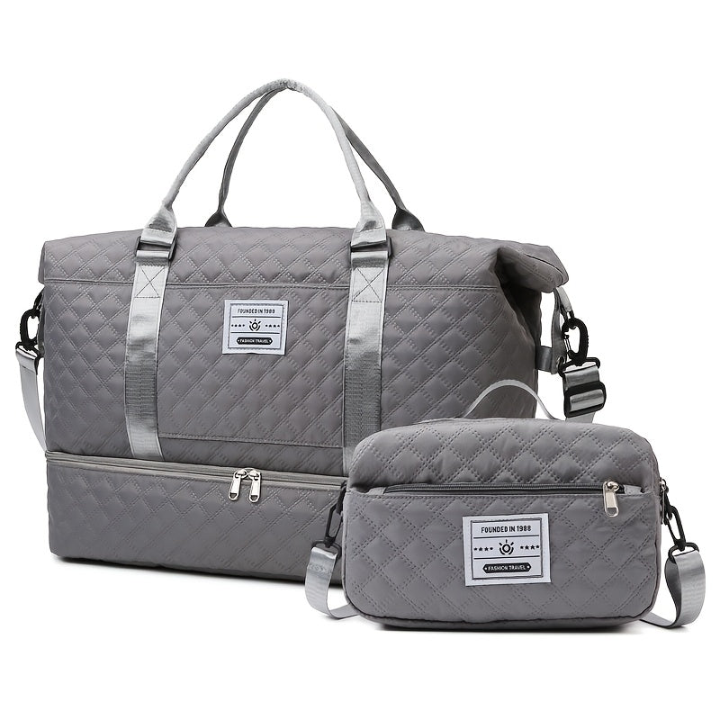 Juego de 2 bolsas de almacenamiento para equipaje, ligeras y plegables, expandibles, bolsa de viaje portátil para fin de semana y pernoctación, bolsa de fin de semana, bolsa de hospital, bolso tote para mujer para viajes de negocios, viajes