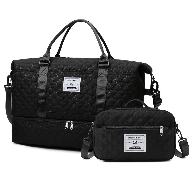 Juego de 2 bolsas de almacenamiento para equipaje, ligeras y plegables, expandibles, bolsa de viaje portátil para fin de semana y pernoctación, bolsa de fin de semana, bolsa de hospital, bolso tote para mujer para viajes de negocios, viajes