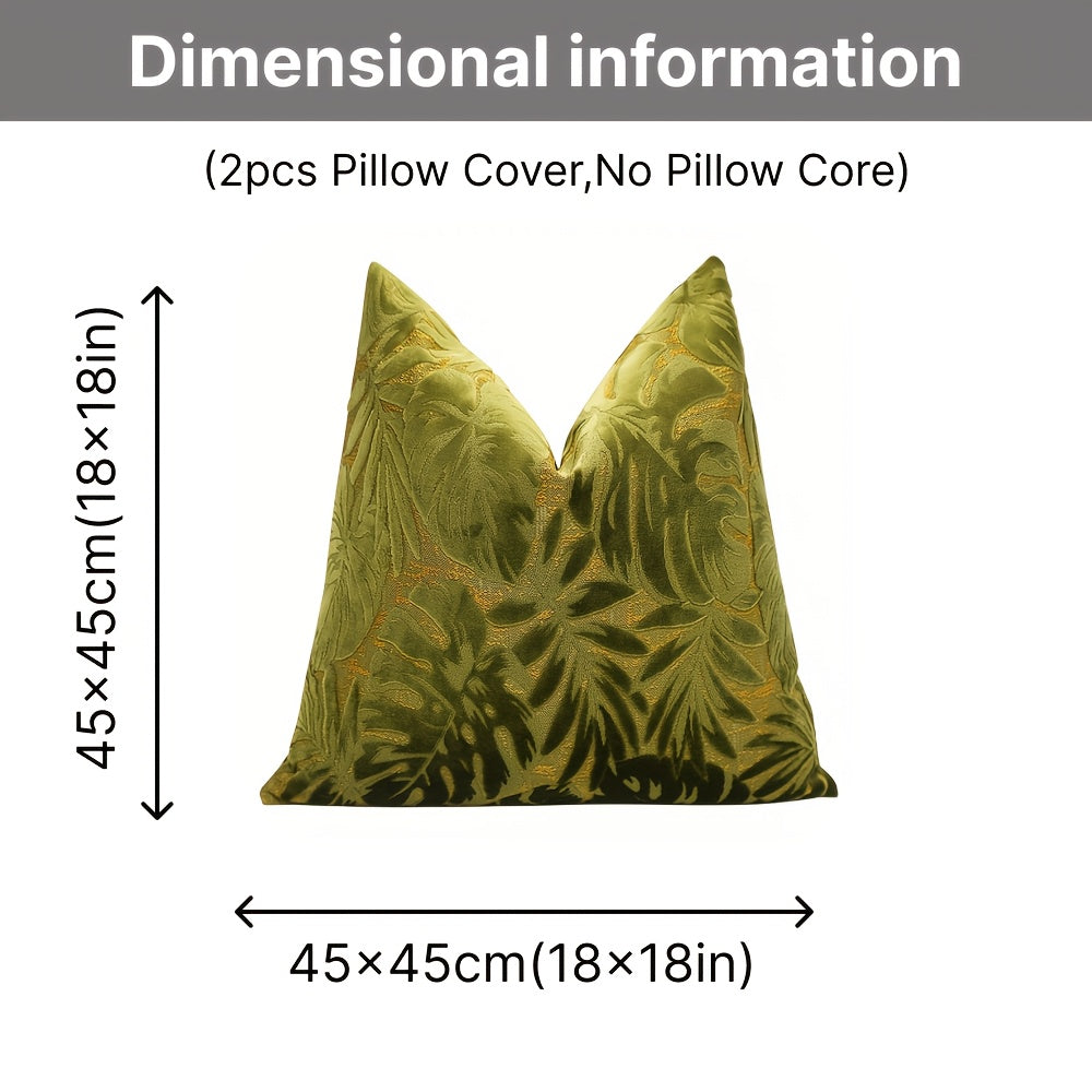 Juego de 2 fundas de almohada de terciopelo grueso, funda de cojín decorativa para sofá con plantas tropicales, funda de almohada suave y cómoda, varios colores disponibles, 45.72x45.72cm, 50.8x50.8cm, apta para sala de estar, sofá, dormito
