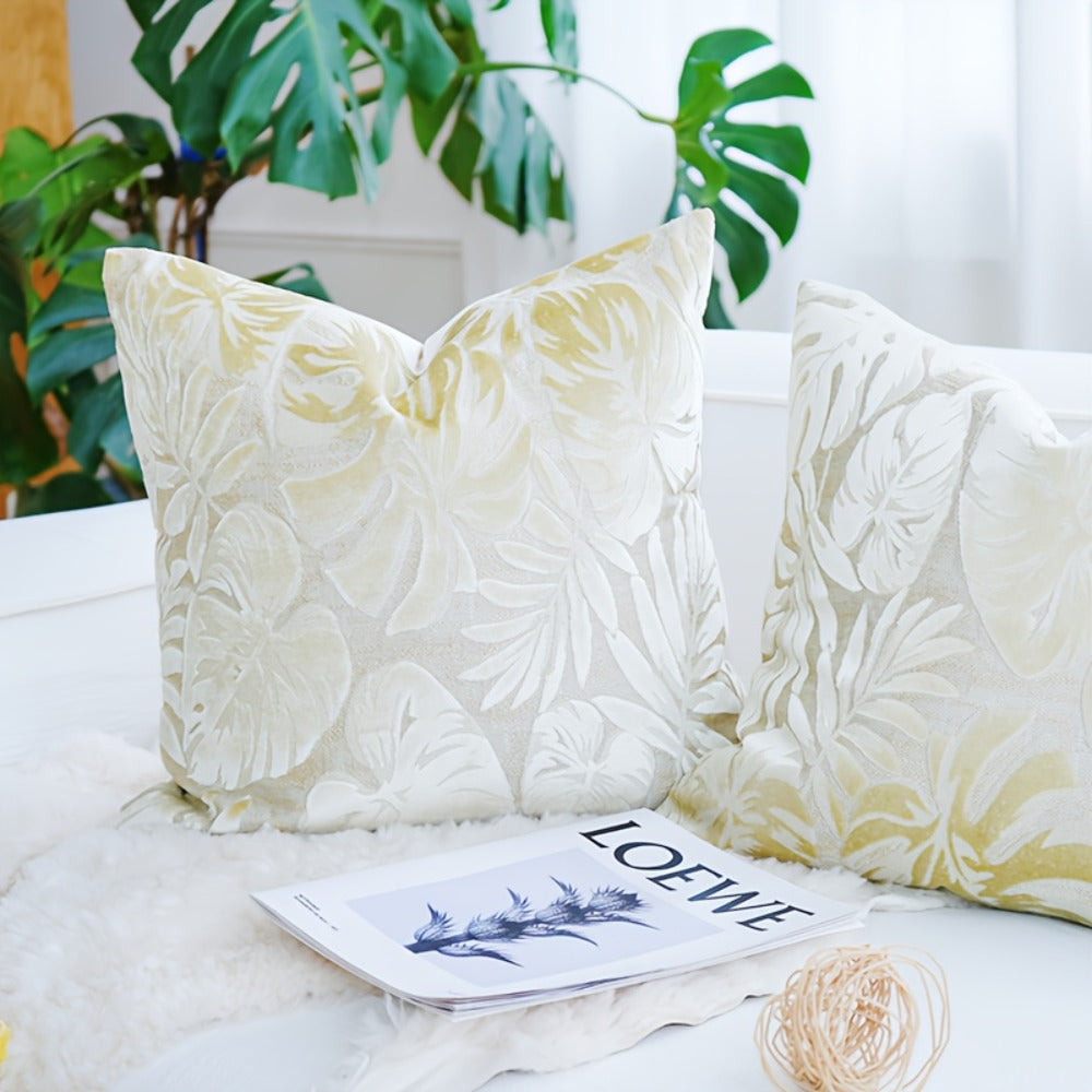 Juego de 2 fundas de almohada de terciopelo grueso, funda de cojín decorativa para sofá con plantas tropicales, funda de almohada suave y cómoda, varios colores disponibles, 45.72x45.72cm, 50.8x50.8cm, apta para sala de estar, sofá, dormito