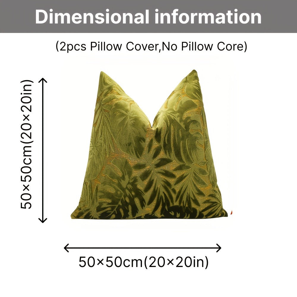 Juego de 2 fundas de almohada de terciopelo grueso, funda de cojín decorativa para sofá con plantas tropicales, funda de almohada suave y cómoda, varios colores disponibles, 45.72x45.72cm, 50.8x50.8cm, apta para sala de estar, sofá, dormito