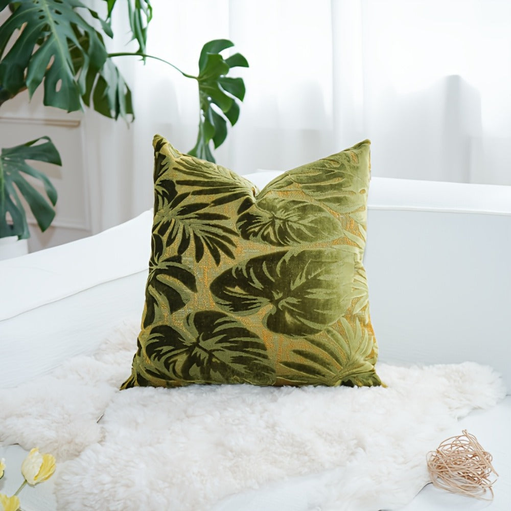 Juego de 2 fundas de almohada de terciopelo grueso, funda de cojín decorativa para sofá con plantas tropicales, funda de almohada suave y cómoda, varios colores disponibles, 45.72x45.72cm, 50.8x50.8cm, apta para sala de estar, sofá, dormito