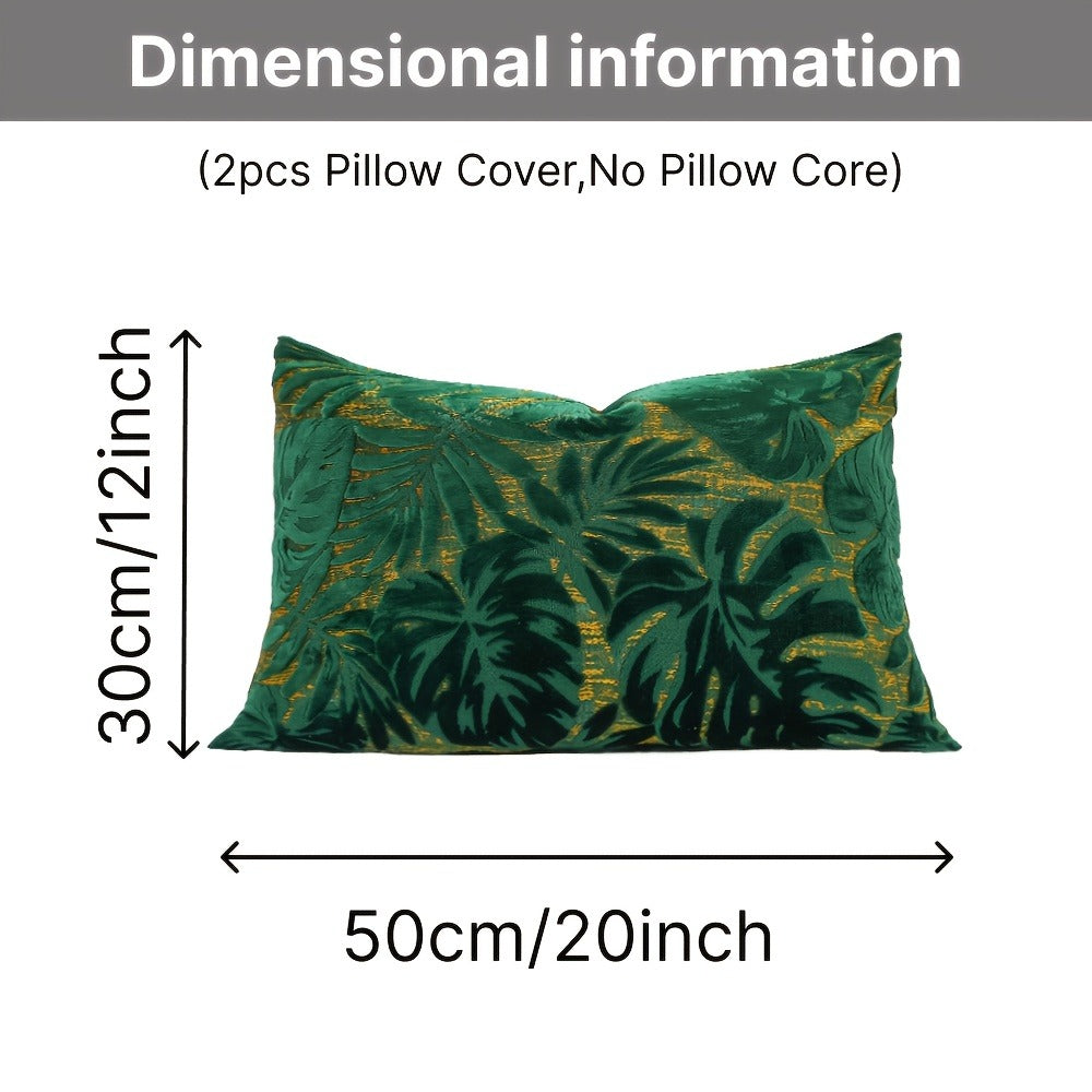 Juego de 2 fundas de almohada de terciopelo grueso, funda de cojín decorativa para sofá con plantas tropicales, funda de almohada suave y cómoda, varios colores disponibles, 45.72x45.72cm, 50.8x50.8cm, apta para sala de estar, sofá, dormito