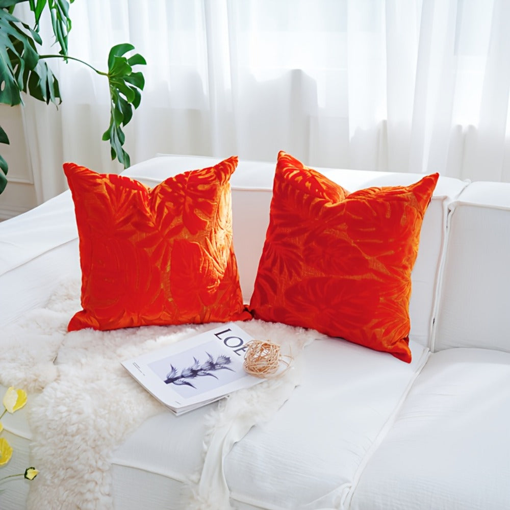 Juego de 2 fundas de almohada de terciopelo grueso, funda de cojín decorativa para sofá con plantas tropicales, funda de almohada suave y cómoda, varios colores disponibles, 45.72x45.72cm, 50.8x50.8cm, apta para sala de estar, sofá, dormito
