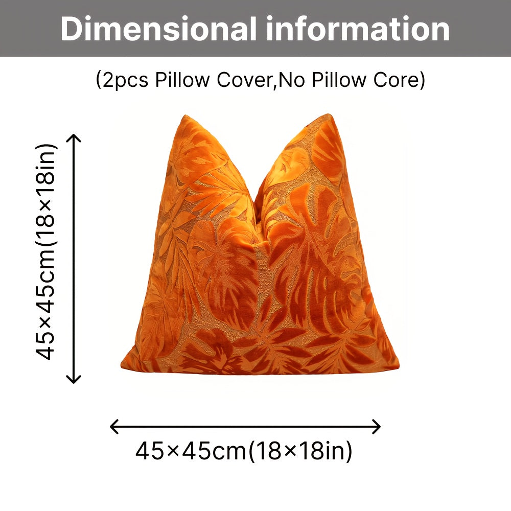 Juego de 2 fundas de almohada de terciopelo grueso, funda de cojín decorativa para sofá con plantas tropicales, funda de almohada suave y cómoda, varios colores disponibles, 45.72x45.72cm, 50.8x50.8cm, apta para sala de estar, sofá, dormito