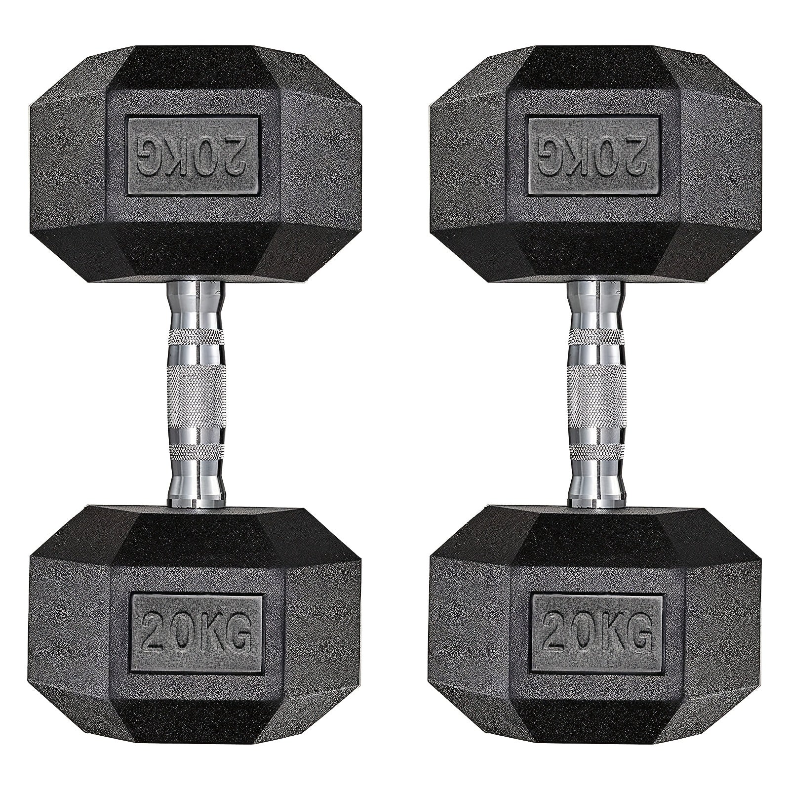 Juego de 2 Mancuernas Hexagonales de 20 kg cada una, con Revestimiento Antideslizante, Mango Ergonómico, de Goma Poli, para Entrenamiento con Pesas variant image