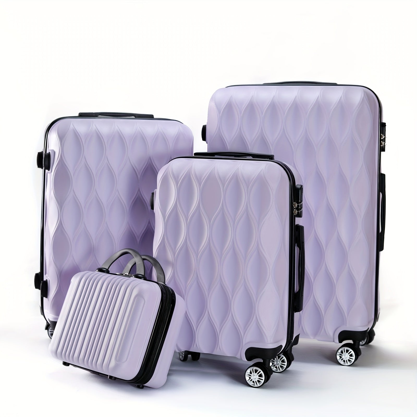Juego de 2 o 4 Piezas de Maletas ABS con Diseño en Relieve de Hojas, Carcasa Dura, Ruedas Silenciosas Giratorias, Ideal para Viajes Cortos y Largos, Uso Empresarial o como Regalo Perfecto variant image - product view 4