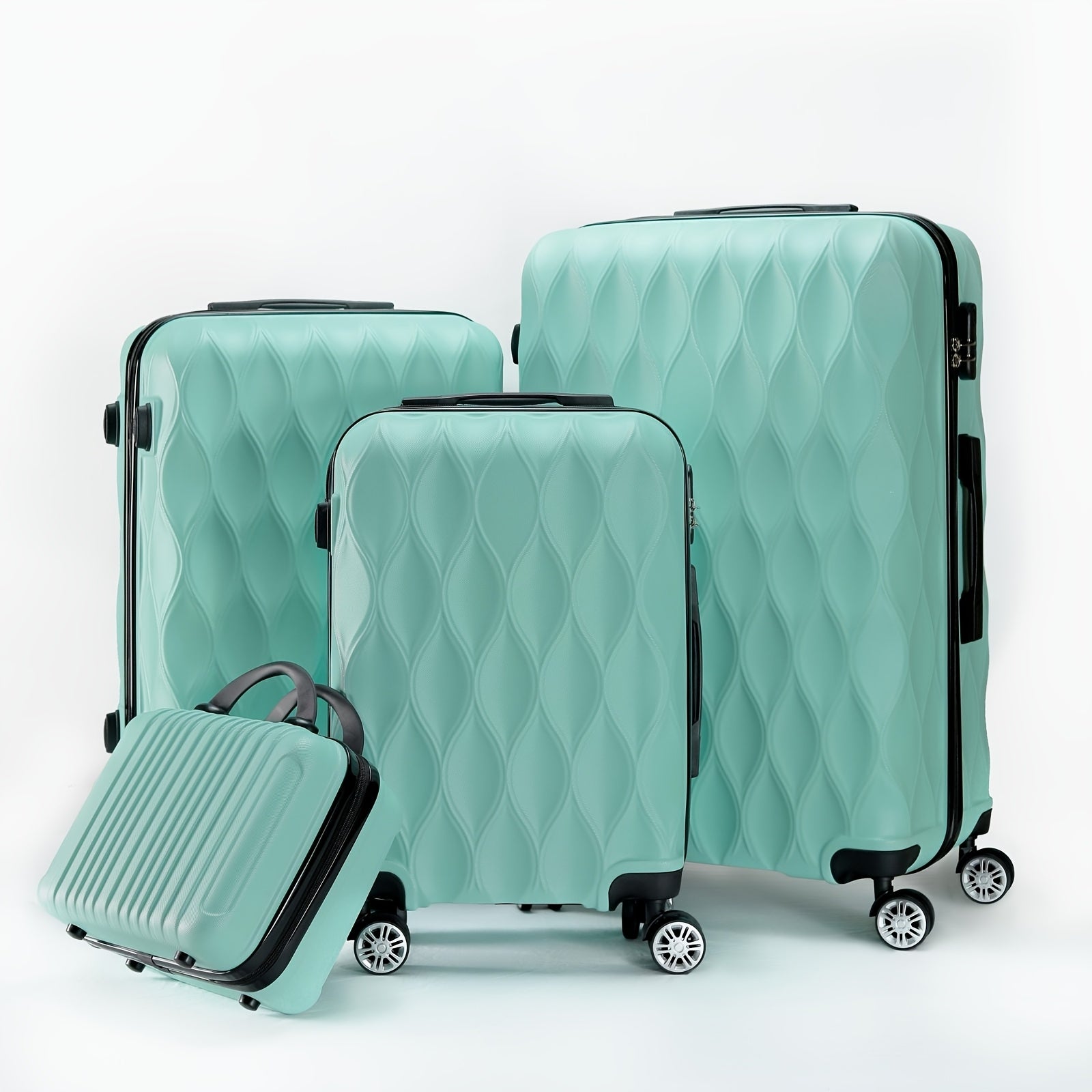 Juego de 2 o 4 Piezas de Maletas ABS con Diseño en Relieve de Hojas, Carcasa Dura, Ruedas Silenciosas Giratorias, Ideal para Viajes Cortos y Largos, Uso Empresarial o como Regalo Perfecto variant image - product view 6