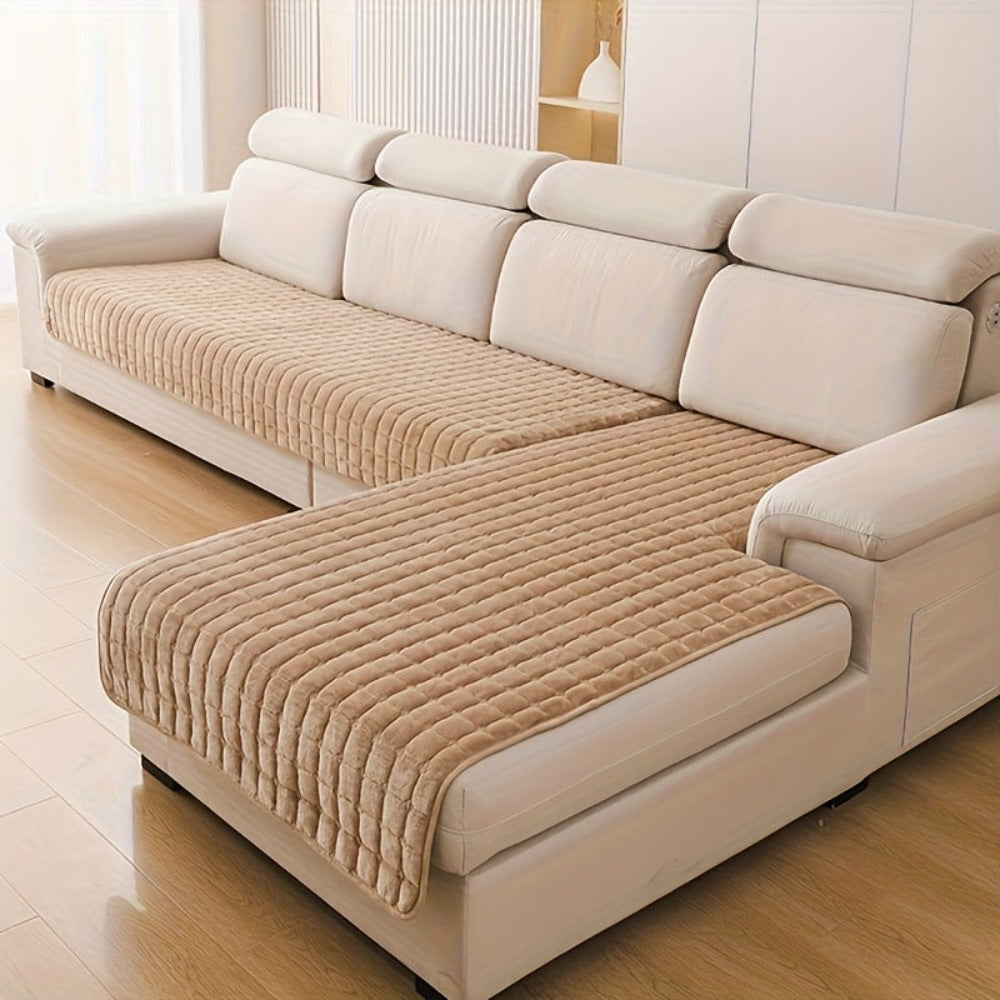 Juego de 2 protectores de sofá de franela acolchada atractivos, protectores de muebles suaves y duraderos, ideales para todas las estaciones, aptos para mascotas, lavables a máquina, perfectos para dormitorio, sala de estar, oficina, decora