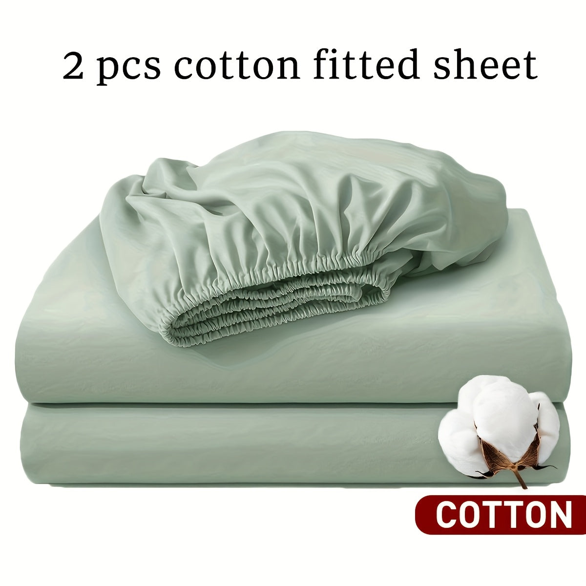 Juego de 2 sábanas bajeras, 100 % algodón, disponibles en varios colores. Sábana bajera/protector de colchón/funda de colchón, hecha de material de algodón suave, transpirable y cómodo (no incluye fundas de almohada). variant image - produc