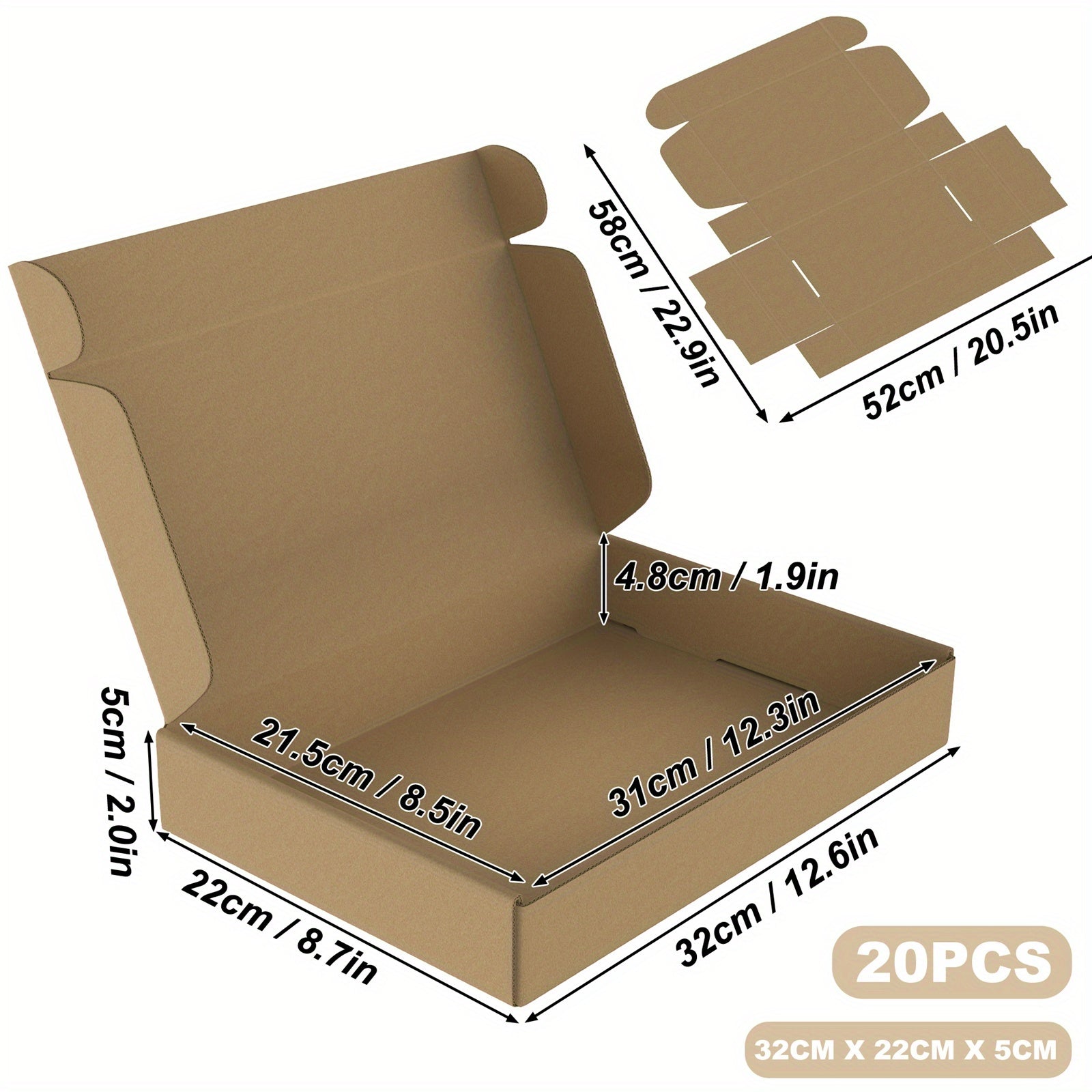 Juego de 20 cajas de regalo marrones hechas de cartón plegable, ideales para el transporte y disponibles en varios tamaños detail image - detail view 5