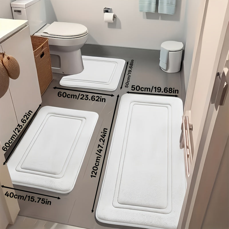 Juego de 3 alfombras antideslizantes para baño, tapete de baño grueso súper absorbente, almohadilla suave de secado rápido, con tapete de inodoro en forma de U, tapete para piso de baño, tapete de ducha, bañera, habitación de ducha, suminis