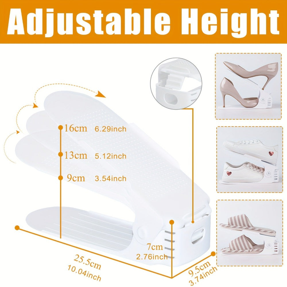 Juego de 30 estantes de plástico ajustables para zapatos, organizador de zapatos, con altura ajustable en 3 posiciones detail image