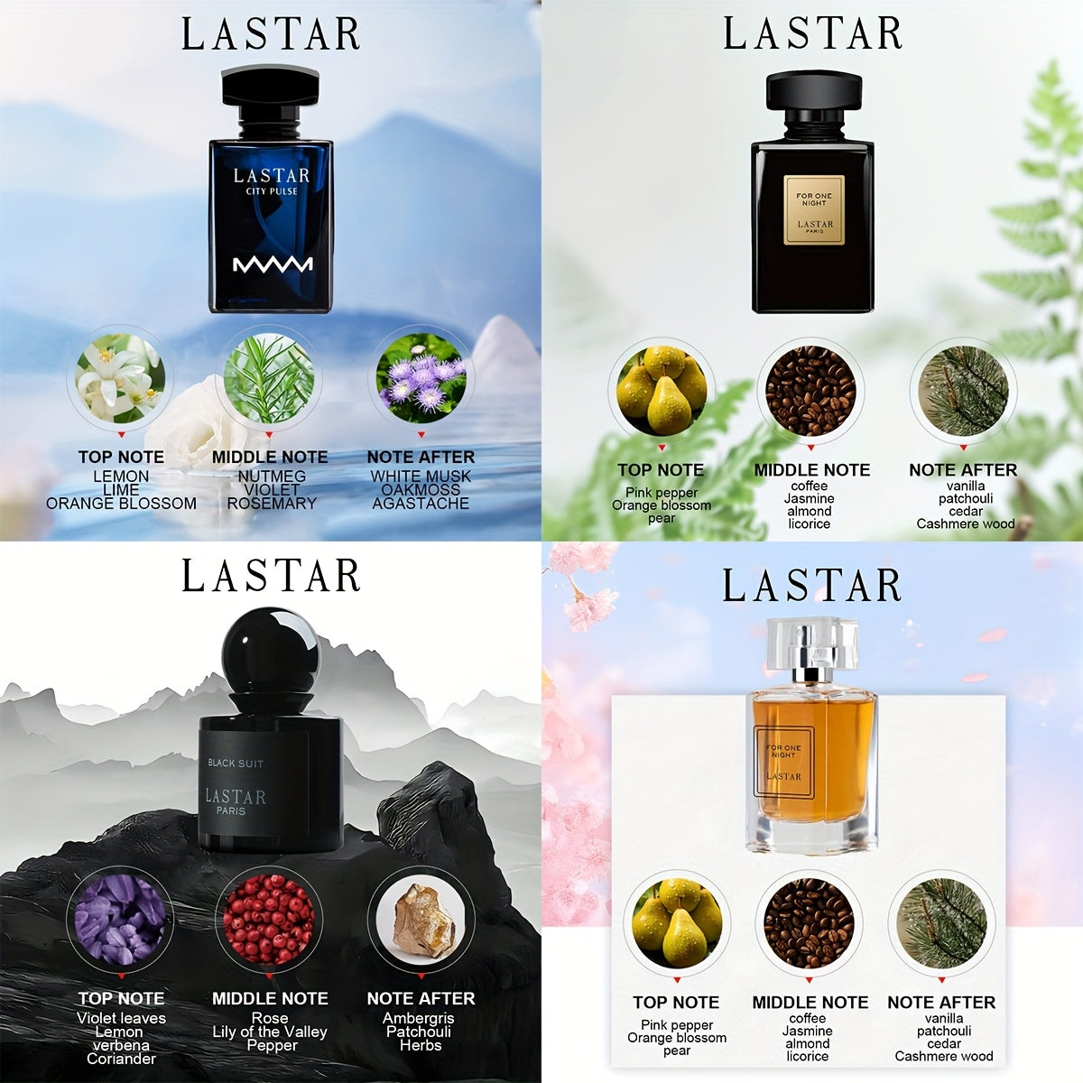 Juego de 4 botellas de perfume para hombre, fragancias de pachulí, vainilla y maderosas, colonia para hombre, perfume de larga duración, adecuado para citas, fiestas y trabajo diario, cada botella es una experiencia única, regalo exquisito 