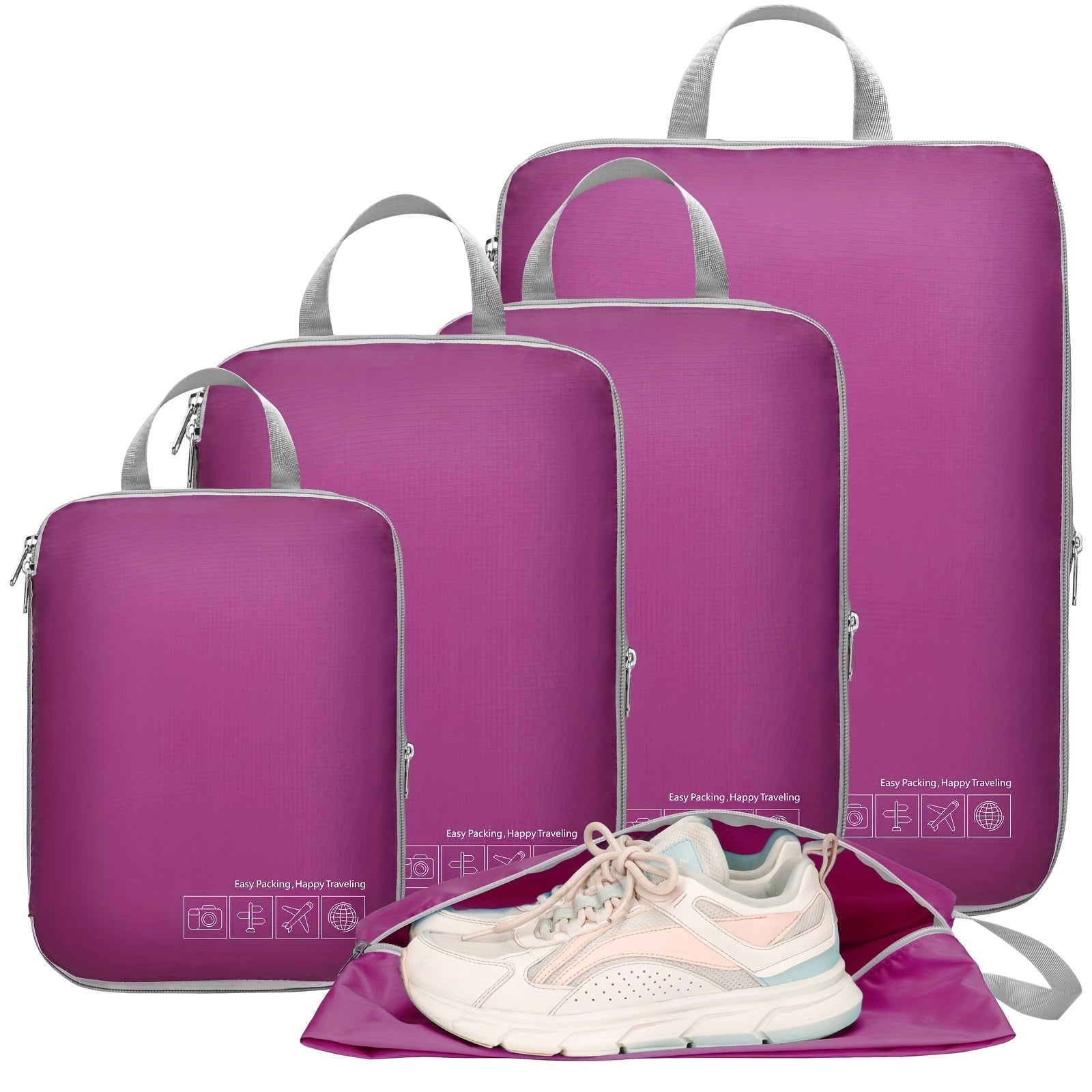Juego de 5 bolsas de almacenamiento de viaje para protección de ropa - 2 pequeñas, 1 mediana y 2 grandes. variant image